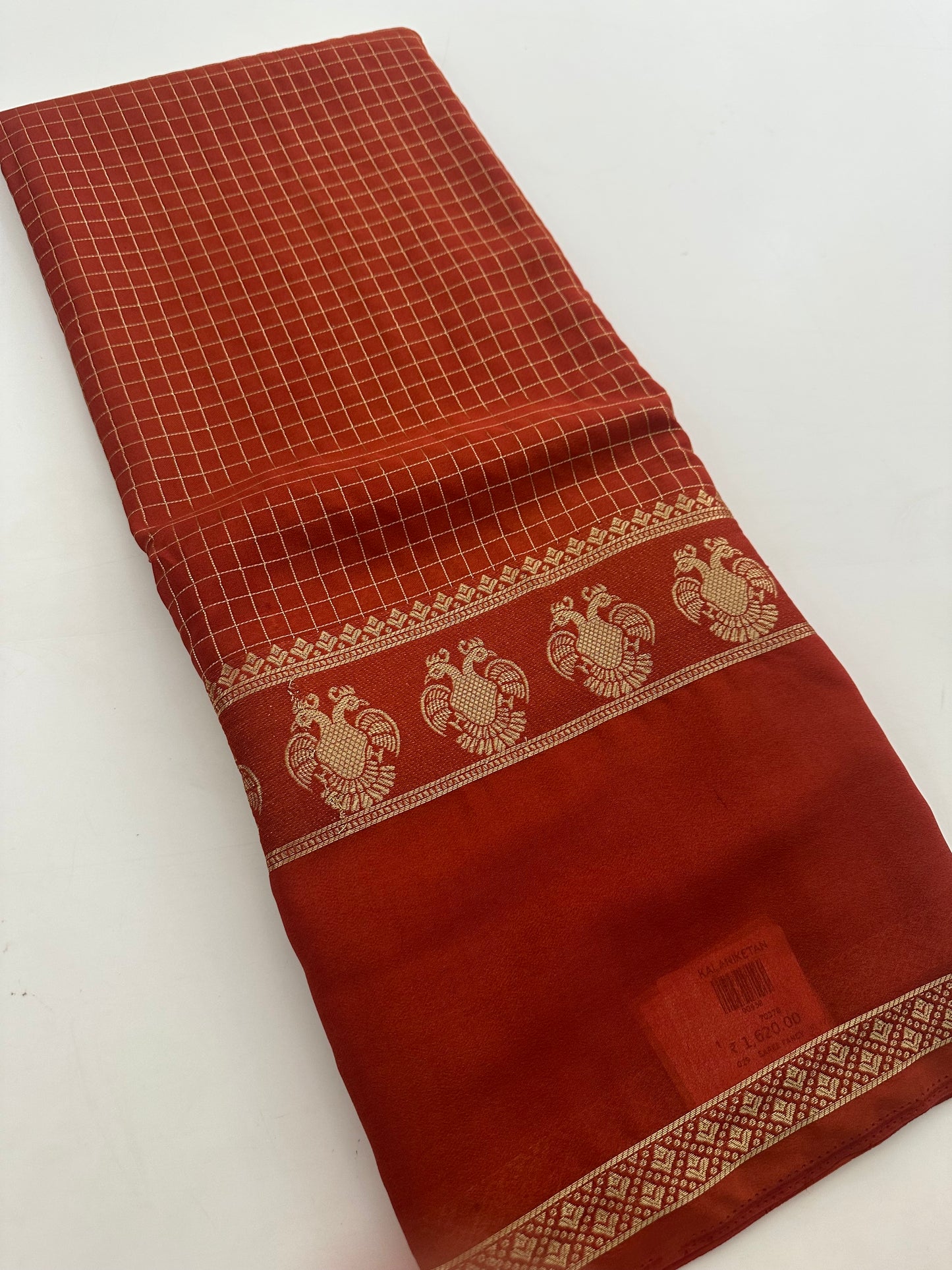 Fancy Checks Crape Silk Saree -M30