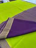 Olive Mustard x Navy Purple 120 GSM Mysore Crepe Silk Saree - AU8