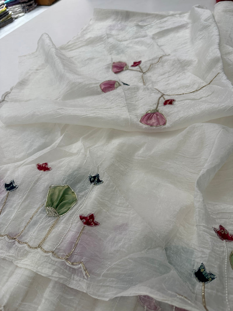 Crochet Work Organza Saree-J24