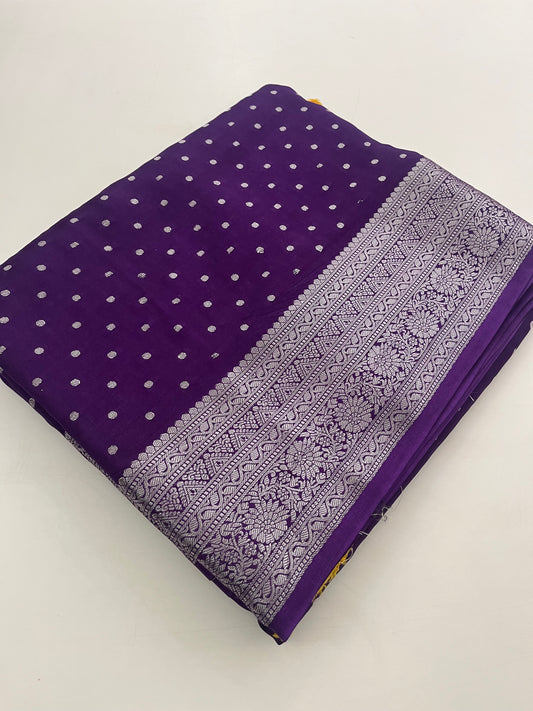 Banarsi Crape Silver Butties