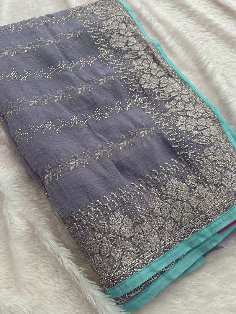 Work Organza Saree-JU12