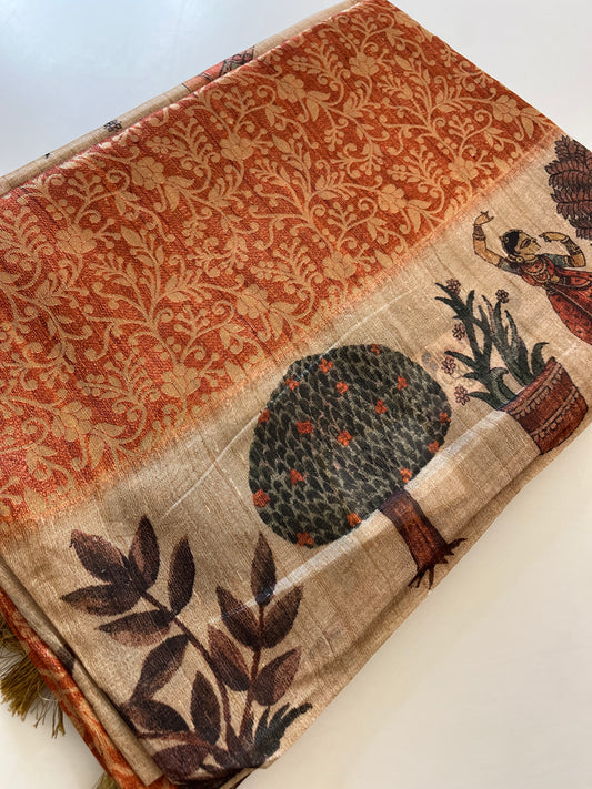 Premium Tussar Crape brocade