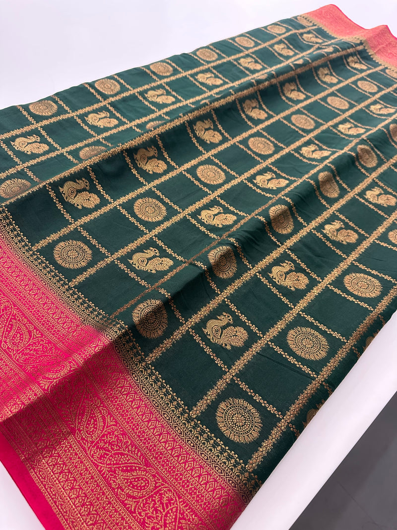 New collection in South Cotton Silk sarees for Varmahalaxmi with contrast matching blouse piece🌹-AU3