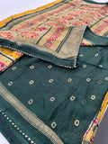 Crush Patola Bandhini Saree – Yellow X Green AU24