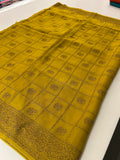Tussar Silk Fancy Sarees,, comes in checks and elephant buttas all over 🌹-JU30