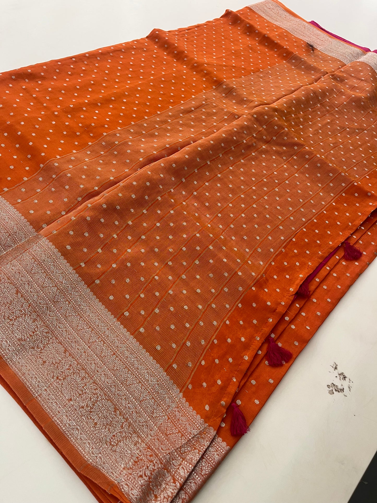 Banarsi Crape Silver Butties