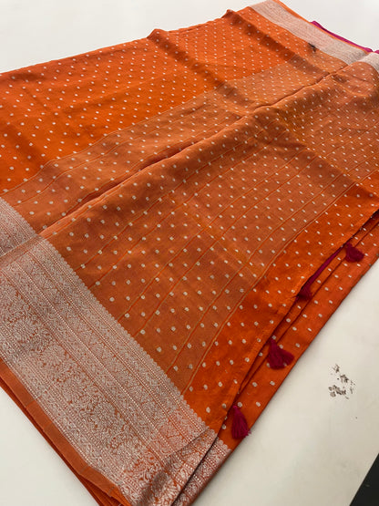 Banarsi Crape Silver Butties