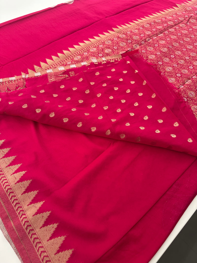 Designer Saree - Pink Crepe Georgette JU17