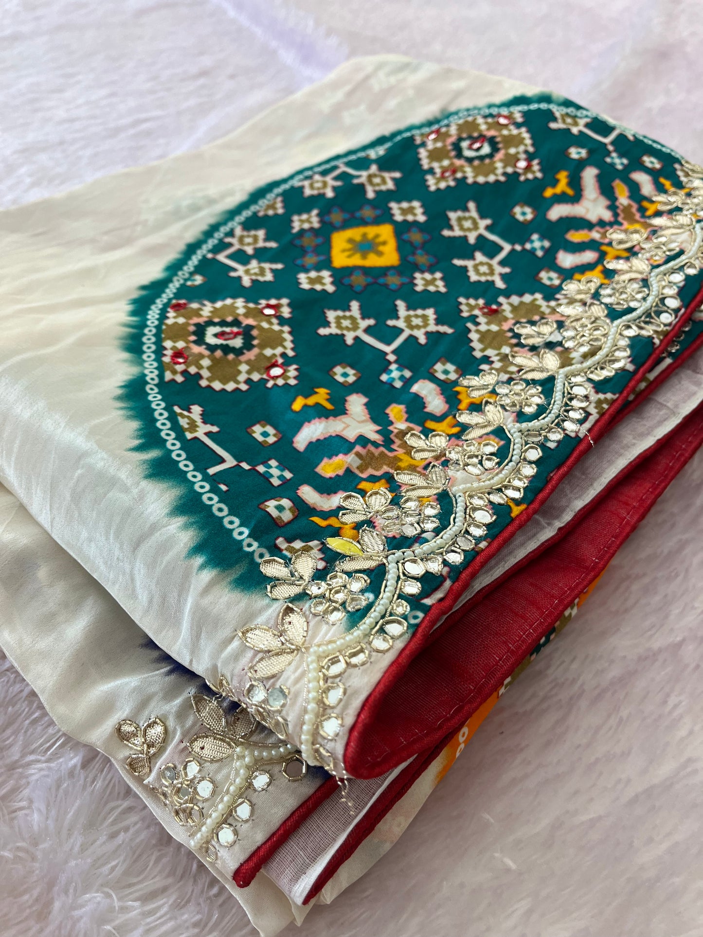 Bandhini Gota Work Gajji Silk Saree