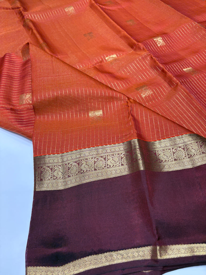 Silk Saree - Rust & Brown (CR21)