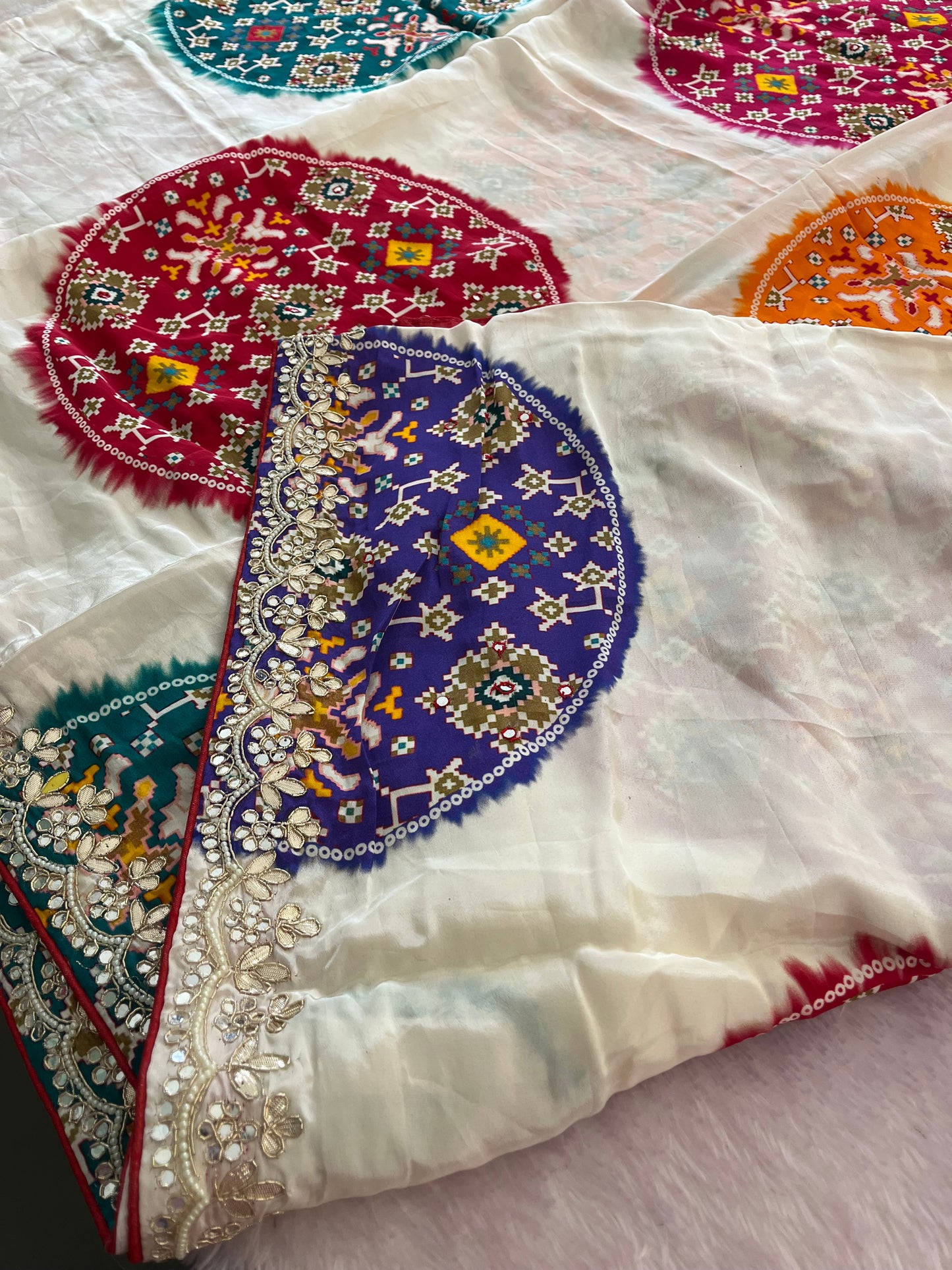 Bandhini Gota Work Gajji Silk Saree