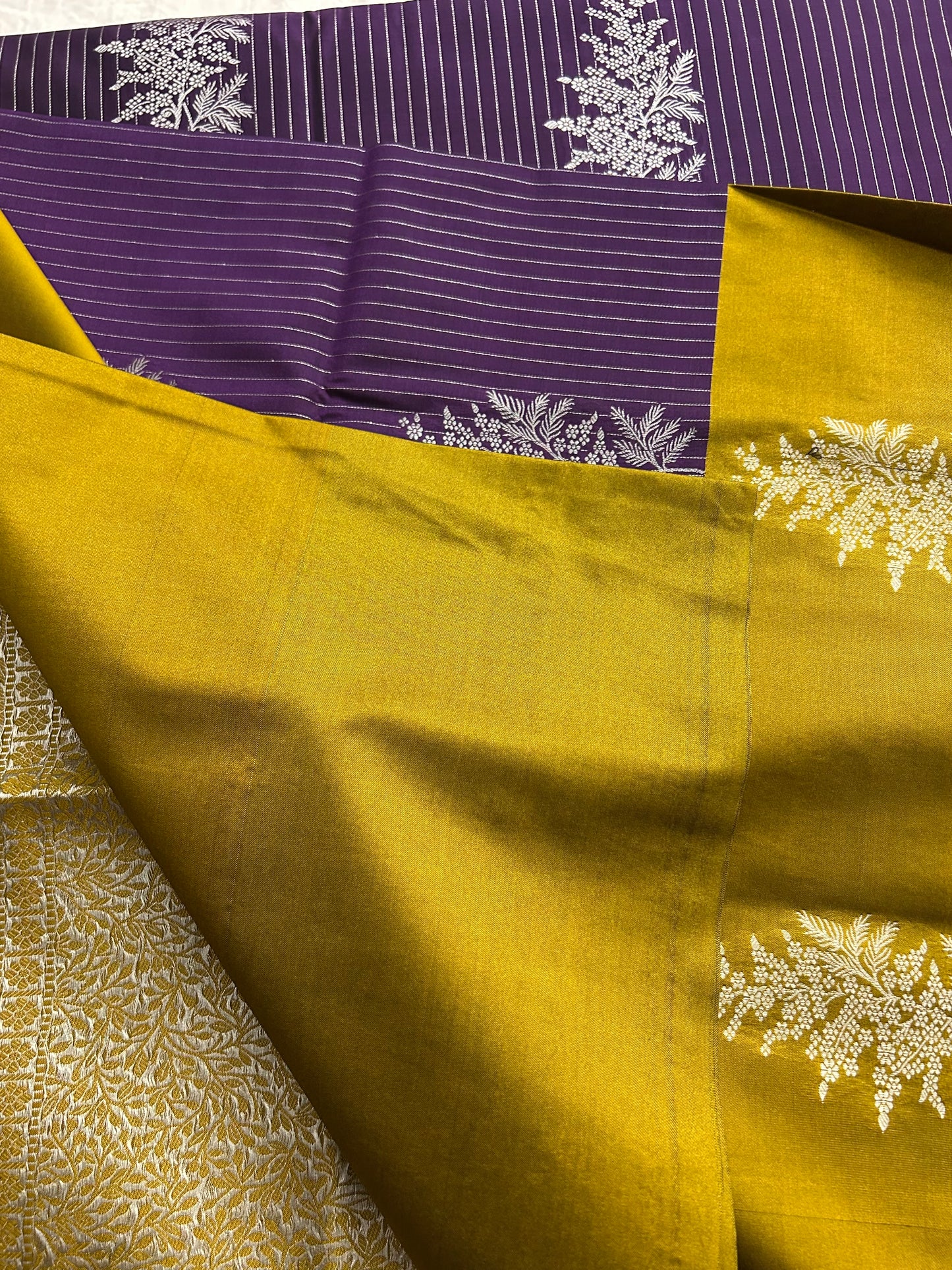 Ananta semi silk saree-Purple X Gold