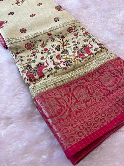 Tussar fancy saree printed