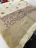 Pure Tussar Silk With Katha Work and Embroidery Buttas in Premium Finishing🦋 🌹-JU16