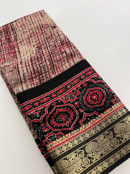 Bagru print fancy saree