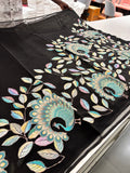 Black Patch Work Netted Kora Fabric Designer Saree