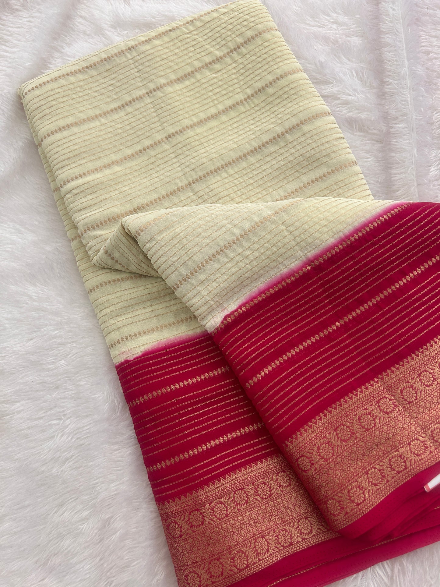 Striped Contrast Semi Mysore Silk