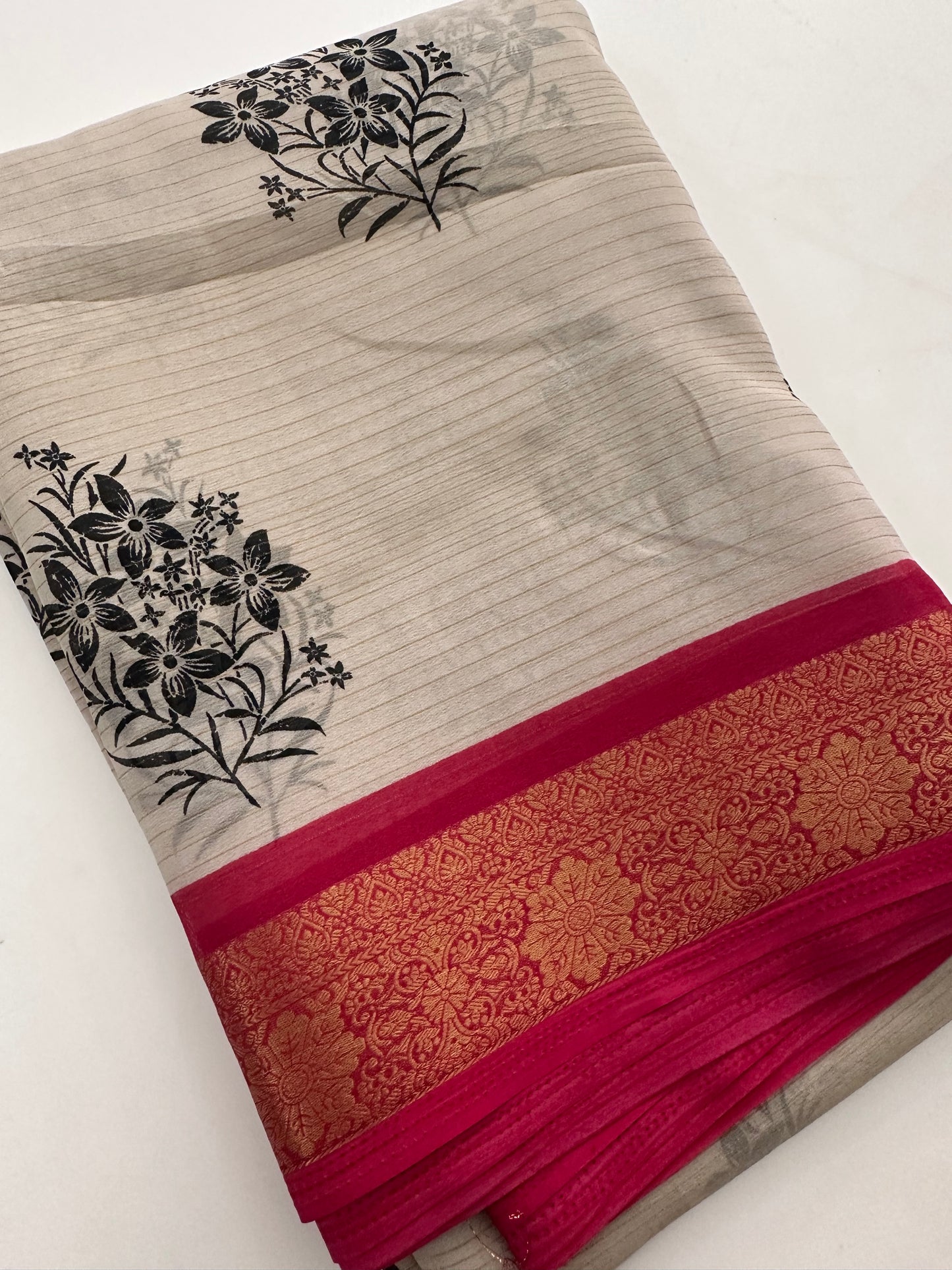 Fancy Cotton Chiffon Saree-J1