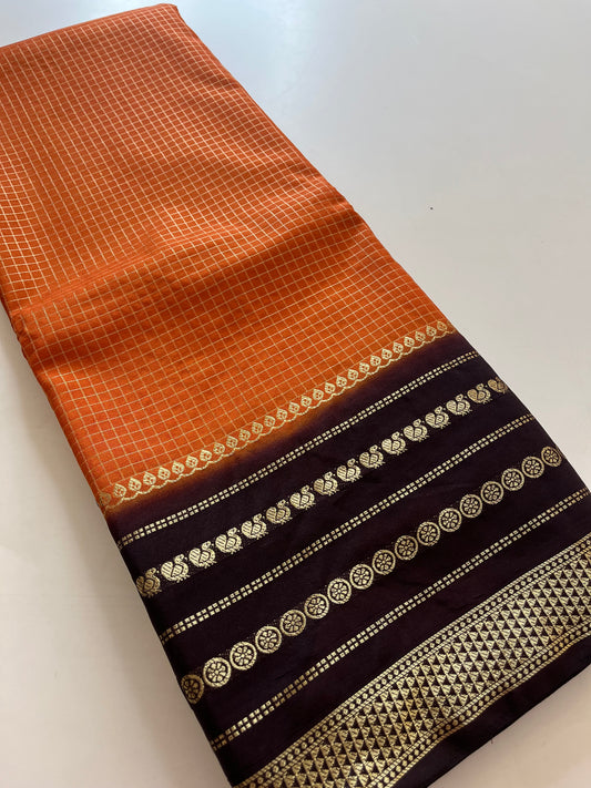 Crape Banarasi Checks Contrast