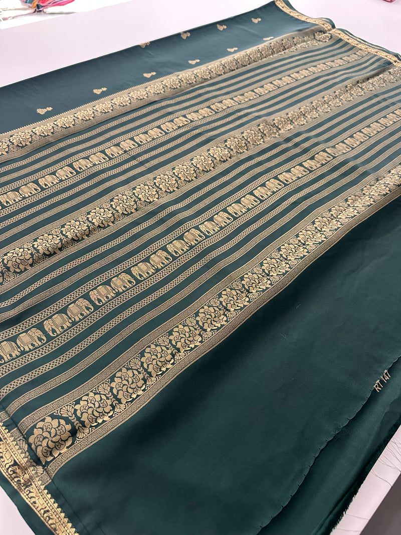 Semi Mysore Silk Small Border Jhumki Buttas - Green - AU27