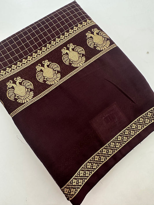 Fancy Checks Crape Silk Saree -M30