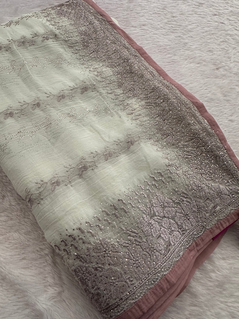 Work Organza Saree-JU12
