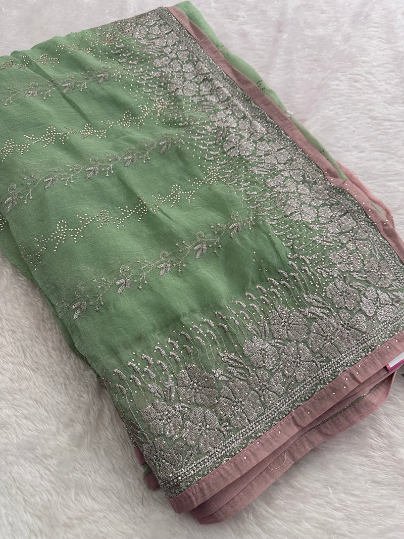 Work Organza Saree-JU12