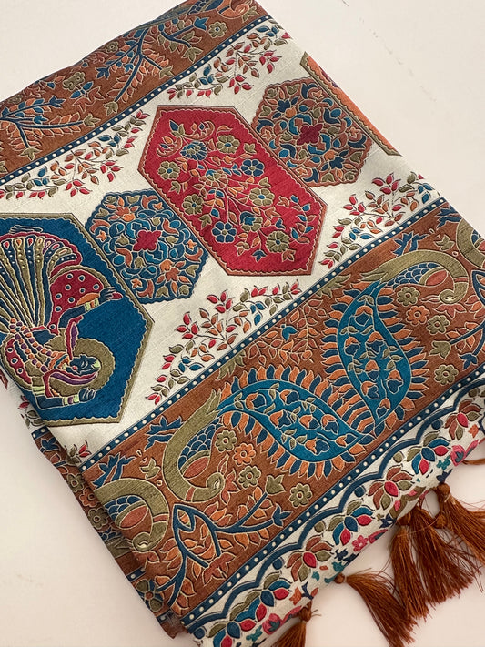 Kalamkari Tussar Printed-M26