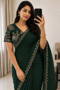 Rangoli silk Saree with Multi Emrodiry sequins Work With Embroidery Beautiful blouse 😍