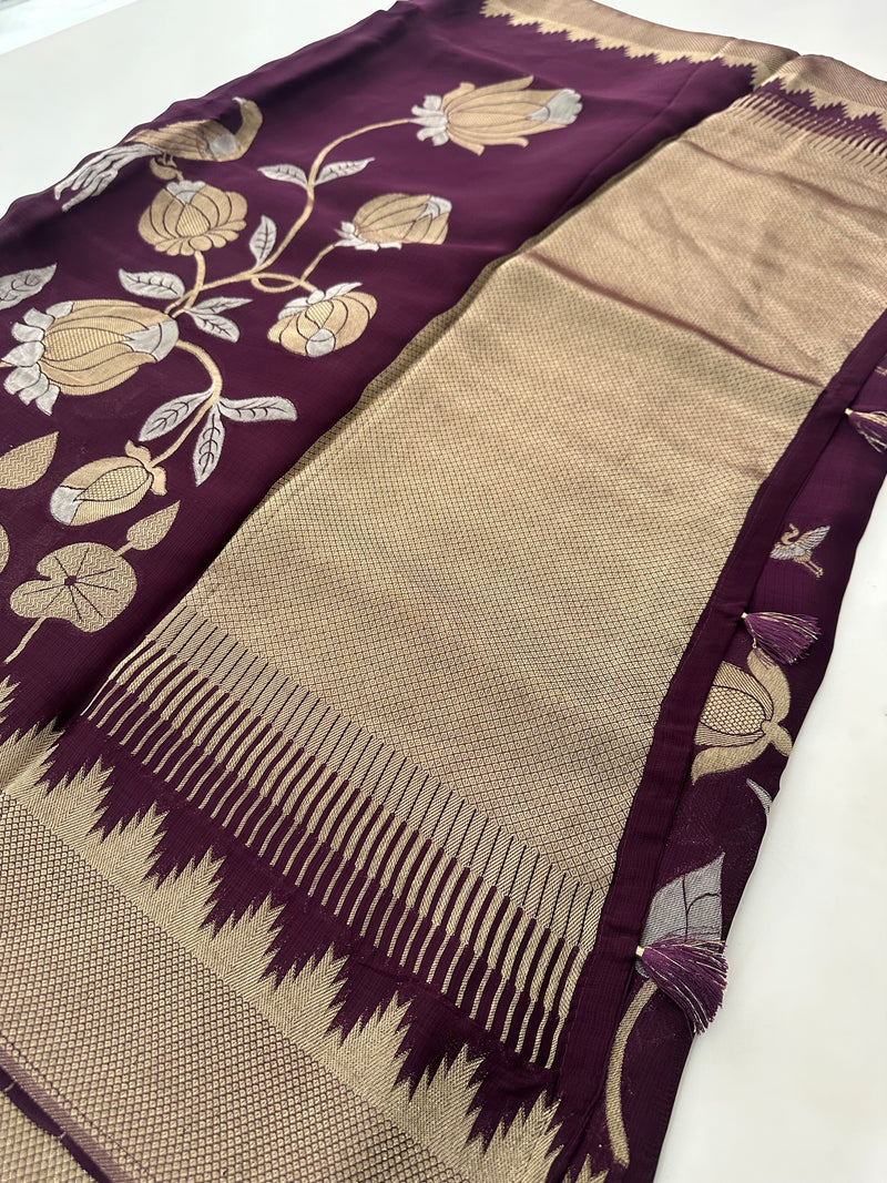 Jute Chiffon Premium Designer Saree-M26