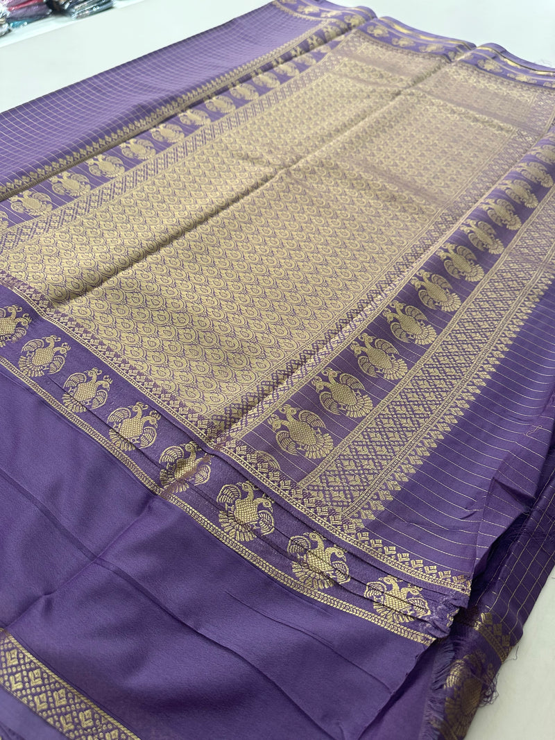 Fancy Checks Crape Silk Saree -M30