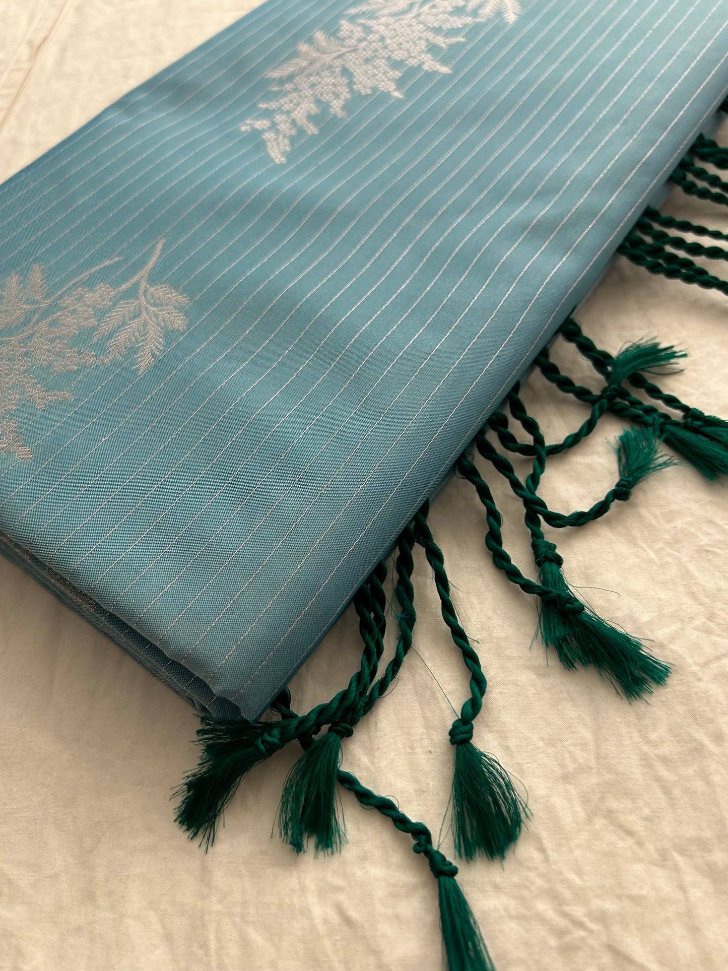 Ananta semi silk saree-Sky blue X Rama Blue