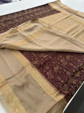 Crepe Silk Brocade Fancy Saree,, contrast border and contrast blouse piece 🌹 - AU10