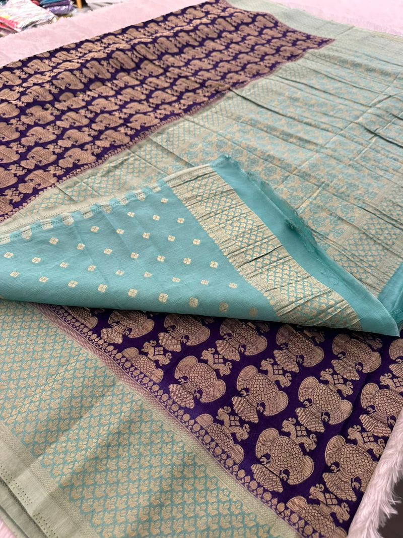 Beautiful Soft Georgette Sarees In Full Garuda Buttas-Ju21