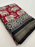 Red X Black Soft Printed Kalamkari Chanderi Saree