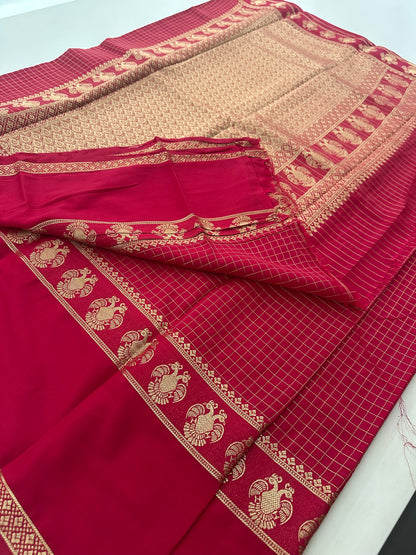 Fancy Checks Crape Silk Saree -M30