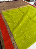🌹4 shades of semi kanchi soft silk sarees in beautiful combinations in contrast blouse🌹