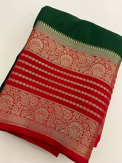 310 semi crape silk kaddi pallu