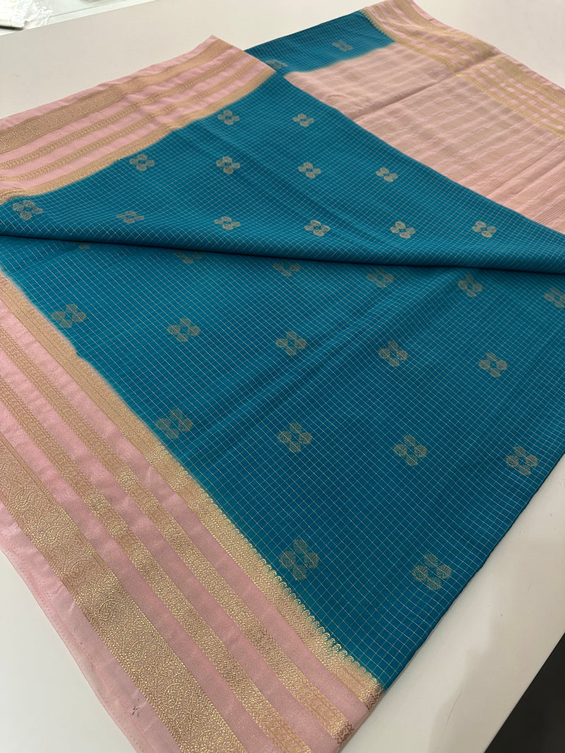 15 Days Pre Booking-Semi Mysore Silk in beautiful color combinations,, comes with contrast border,, and contrast blouse piece🌹