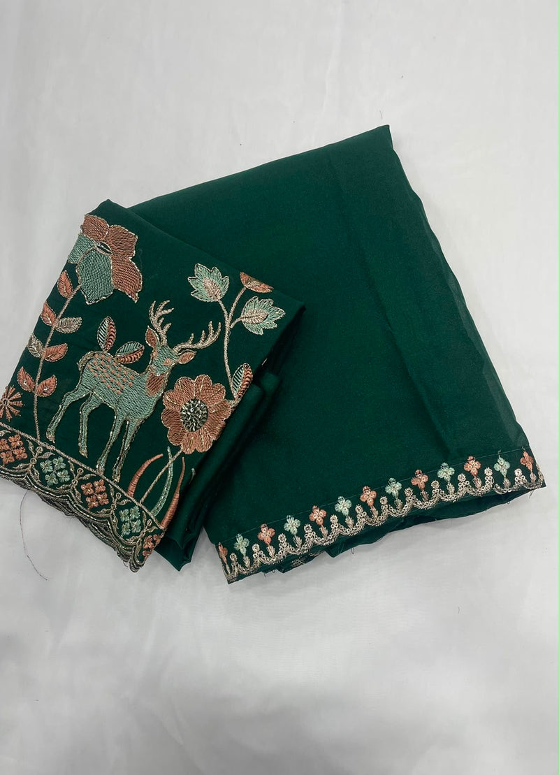 Rangoli silk Saree with Multi Emrodiry sequins Work With Embroidery Beautiful blouse 😍
