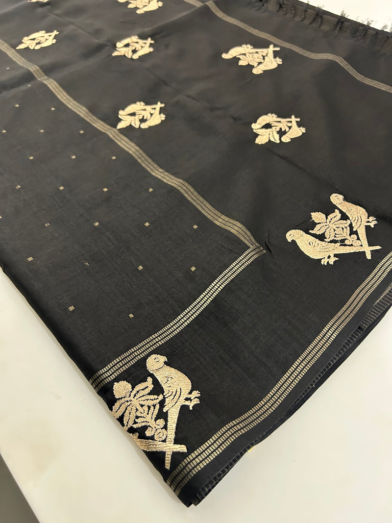 BLACK PREMIUM TUSSAR WORH GOLD WEAVING BUTTAS-M21