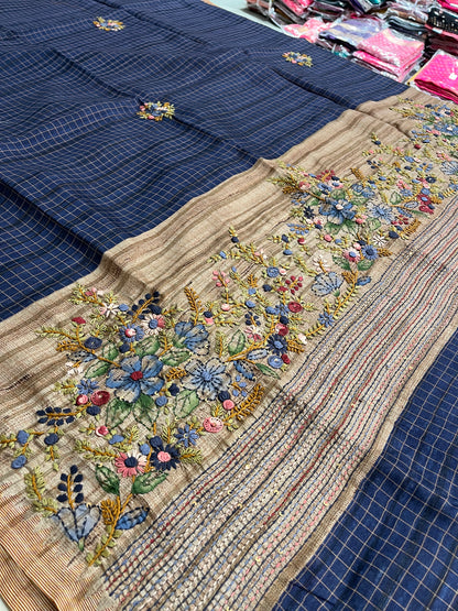 Linen Tussar designer saree
