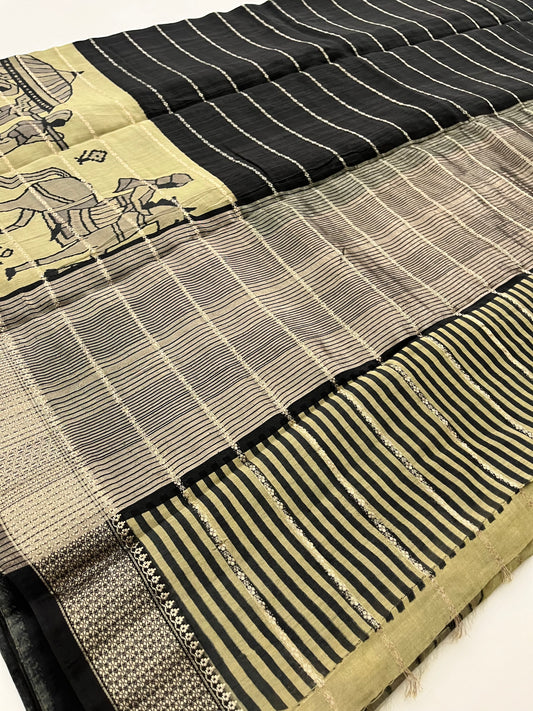 Rajasthan folk print fancy saree