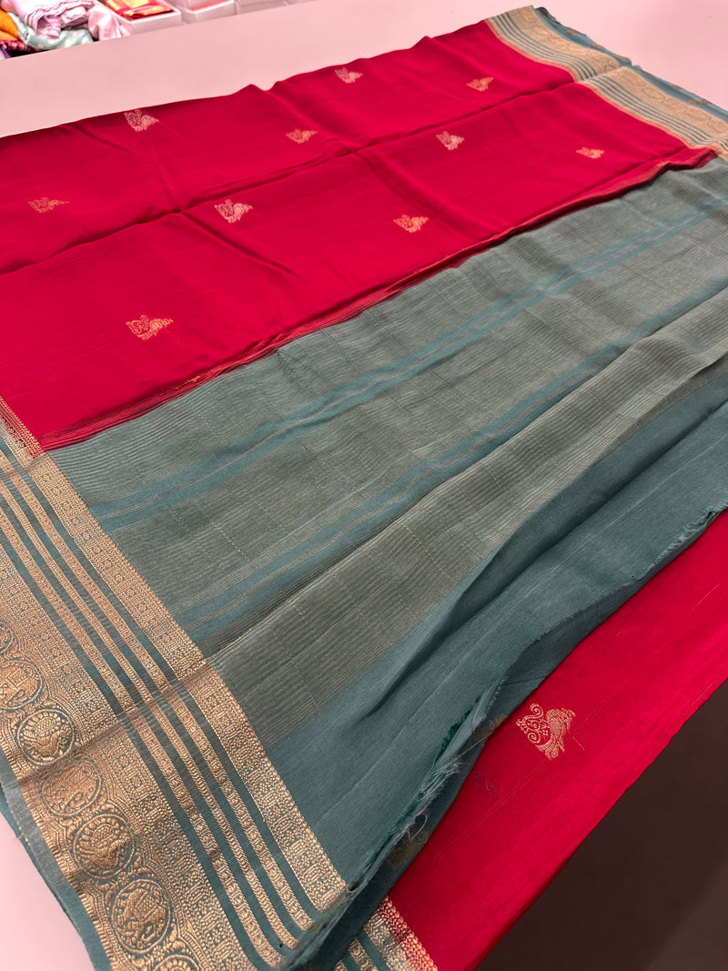 Cut Dana Work Border Chinnon Saree -AU6