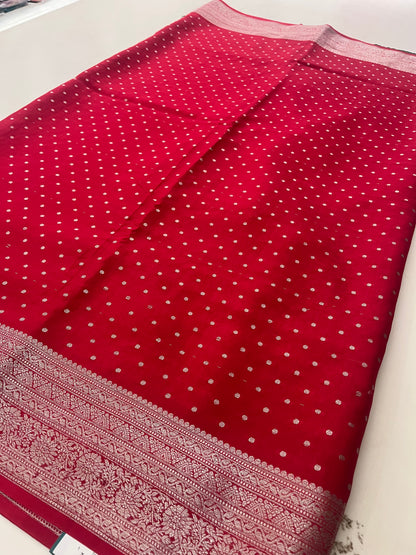 Banarsi Crape Silver Butties