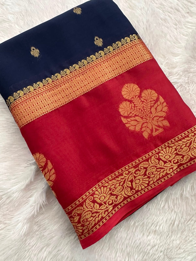 Semi Mysore Crape Silk saree-JU19