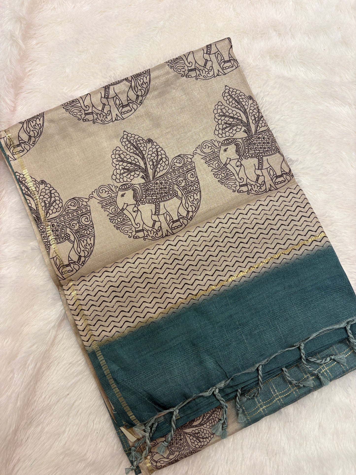 Kalamkari Tussar Fancy Saree-M101