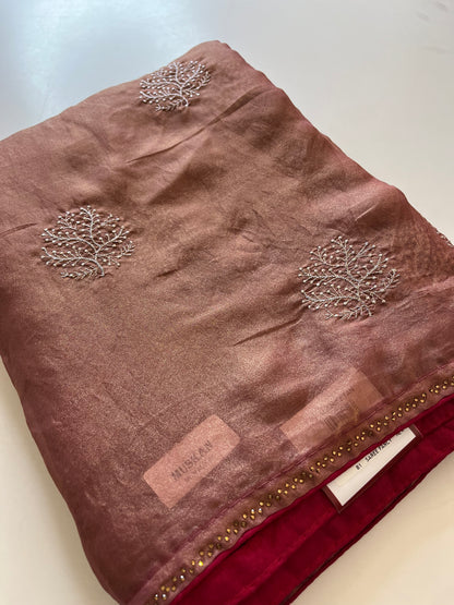 Laser Chiffon Work Saree