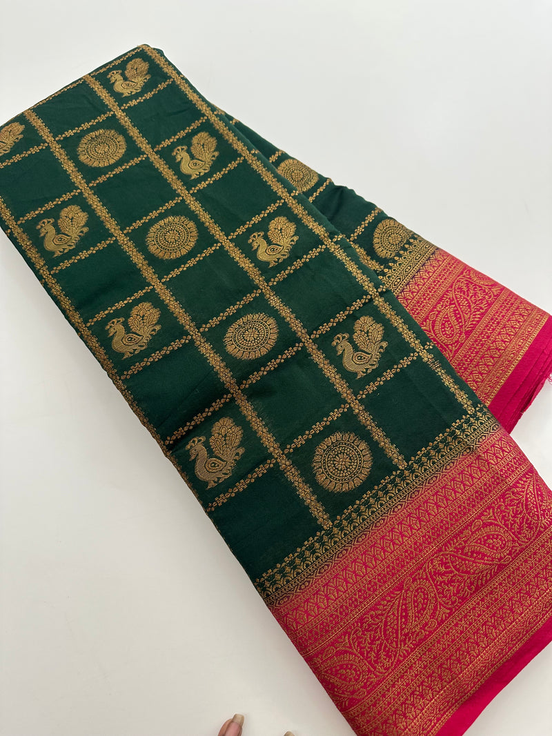 New collection in South Cotton Silk sarees for Varmahalaxmi with contrast matching blouse piece🌹-AU3