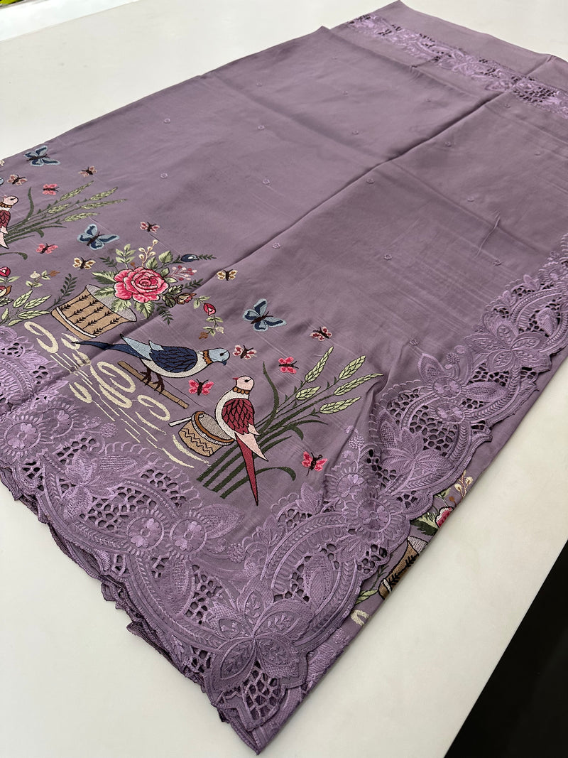 Cut Work Designer Full Embroidery Work Pure Tussar-J20